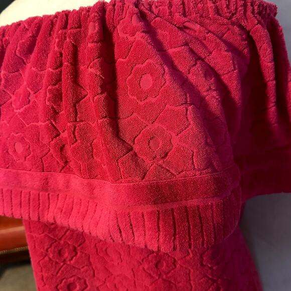 Trina Turk "Out of Office" off the shoulder Pink Dress, cover up size med. HTF - Picture 2 of 8